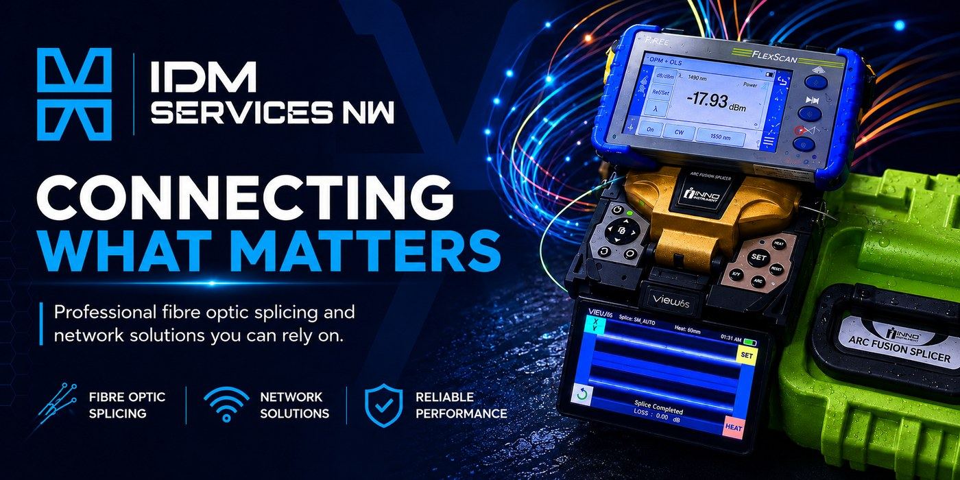 IDM engineer carrying out fibre optic splicing and testing